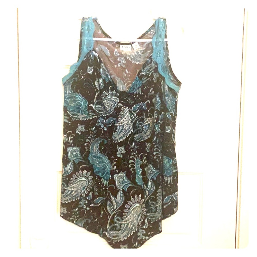 Brown and turquoise tank Plus Size 14/16